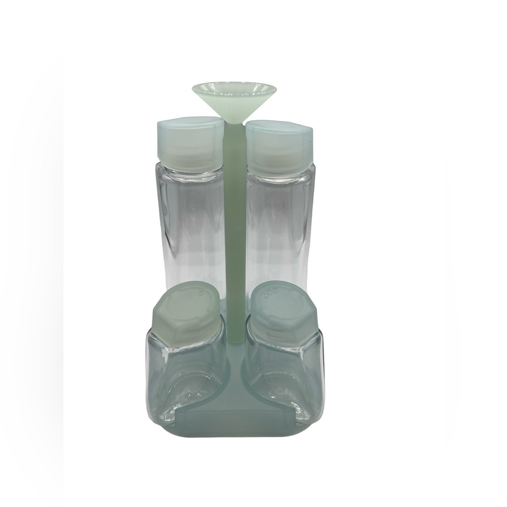 Retro Vintage Guzzini Italy Condiment Cruet Set Pepper Salt Oil Vinegar Kitchen